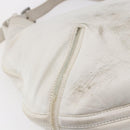 LOEWE Anagram Shoulder Bag Leather White Silver Auth bs31002-16