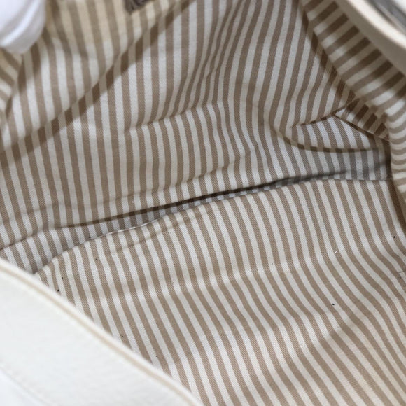 LOEWE Anagram Shoulder Bag Leather White Silver Auth bs31002