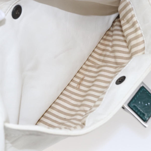 LOEWE Anagram Shoulder Bag Leather White Silver Auth bs31002