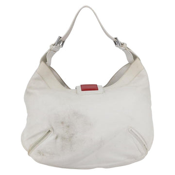LOEWE Anagram Shoulder Bag Leather White Silver Auth bs31002 - 0