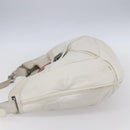 LOEWE Anagram Shoulder Bag Leather White Silver Auth bs31002-3