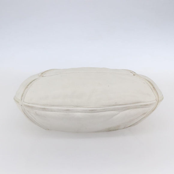 LOEWE Anagram Shoulder Bag Leather White Silver Auth bs31002