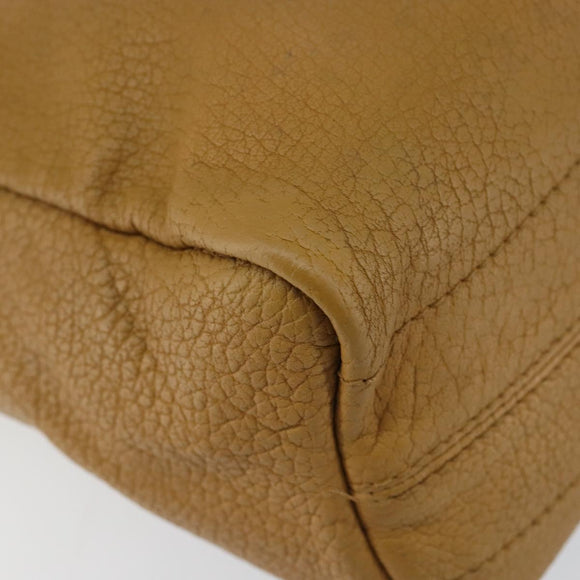 LOEWE Anagram Shoulder Bag Leather Beige Gold Auth bs31003