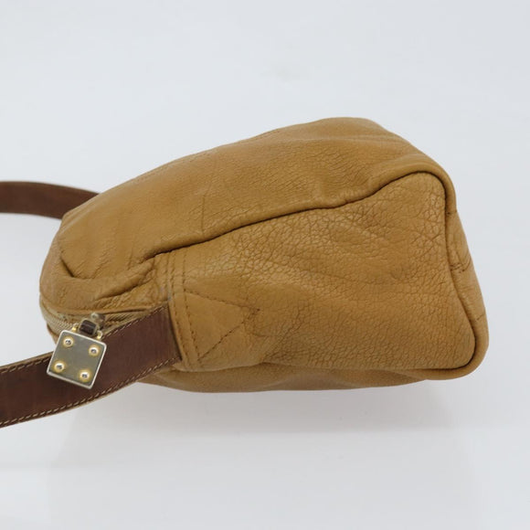 LOEWE Anagram Shoulder Bag Leather Beige Gold Auth bs31003