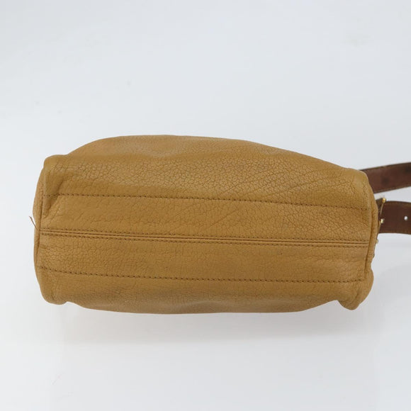 LOEWE Anagram Shoulder Bag Leather Beige Gold Auth bs31003