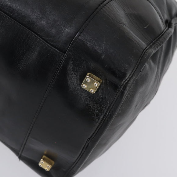 LOEWE Anagram Amazona 48 Hand Bag Leather Black Gold Auth bs31004
