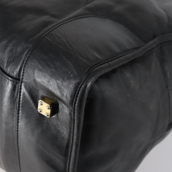 LOEWE Anagram Amazona 48 Hand Bag Leather Black Gold Auth bs31004