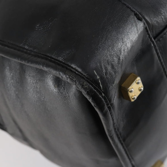 LOEWE Anagram Amazona 48 Hand Bag Leather Black Gold Auth bs31004