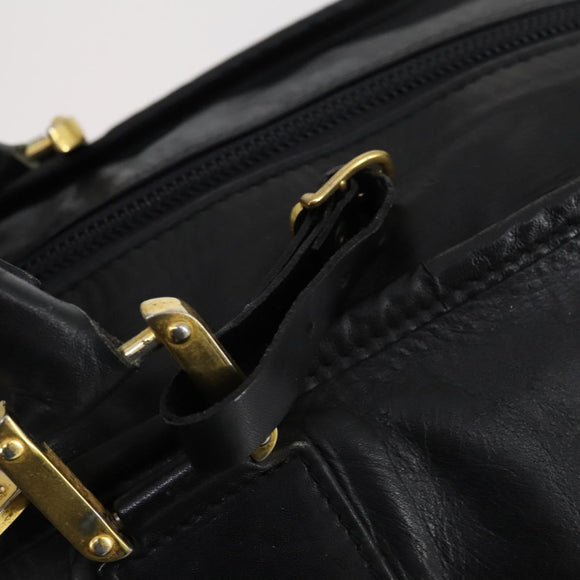 LOEWE Anagram Amazona 48 Hand Bag Leather Black Gold Auth bs31004