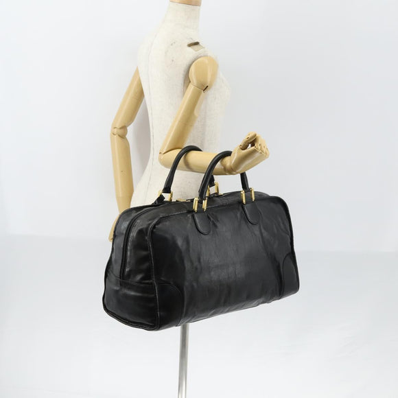 LOEWE Anagram Amazona 48 Hand Bag Leather Black Gold Auth bs31004