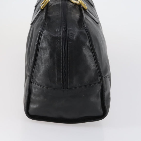 LOEWE Anagram Amazona 48 Hand Bag Leather Black Gold Auth bs31004