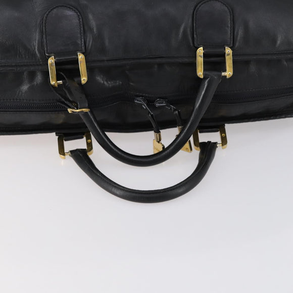 LOEWE Anagram Amazona 48 Hand Bag Leather Black Gold Auth bs31004