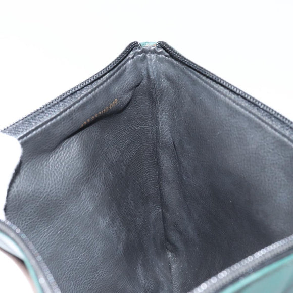 FENDI Pecan Canvas Clutch Bag PVC Green Gold Auth bs31005