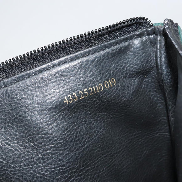 FENDI Pecan Canvas Clutch Bag PVC Green Gold Auth bs31005