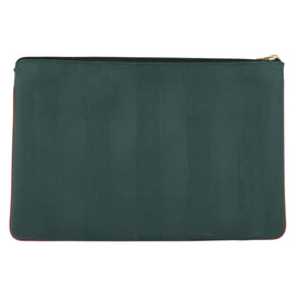 FENDI Pecan Canvas Clutch Bag PVC Green Gold Auth bs31005 - 0