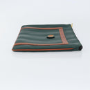 FENDI Pecan Canvas Clutch Bag PVC Green Gold Auth bs31005-3