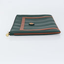 FENDI Pecan Canvas Clutch Bag PVC Green Gold Auth bs31005-4