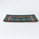 FENDI Pecan Canvas Clutch Bag PVC Green Gold Auth bs31005-6