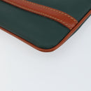 FENDI Pecan Canvas Clutch Bag PVC Green Gold Auth bs31005-14