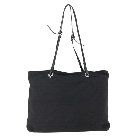 FENDI Zucca Canvas Tote Bag Black Brown Auth bs31006