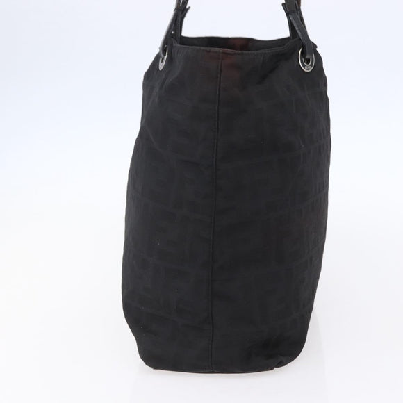 FENDI Zucca Canvas Tote Bag Black Brown Auth bs31006
