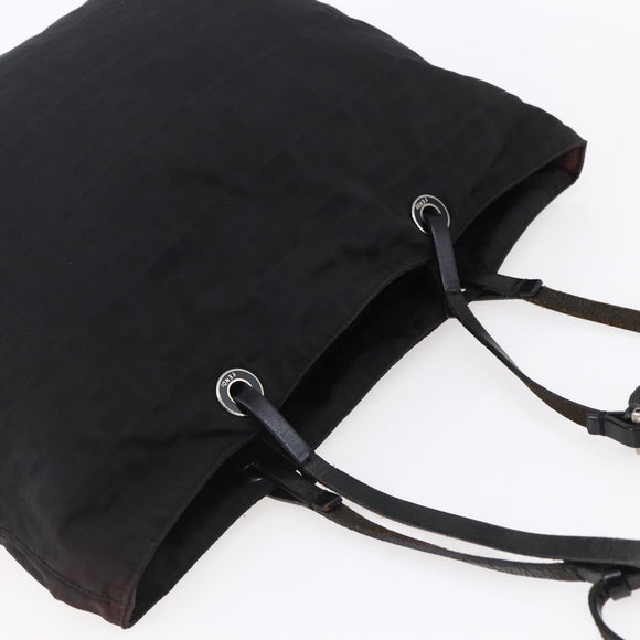 FENDI Zucca Canvas Tote Bag Black Brown Auth bs31006