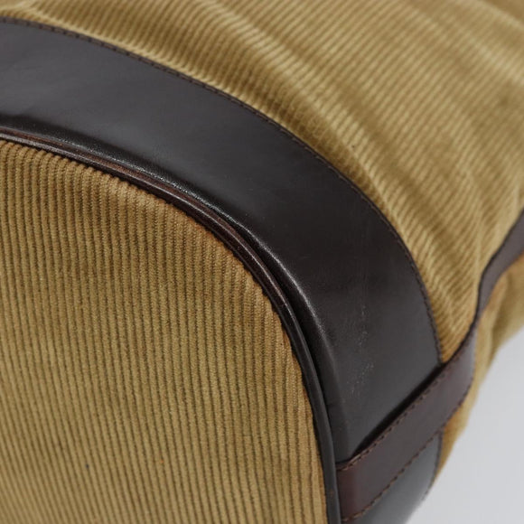 FENDI Hand Bag Velor Beige Silver Auth bs31008