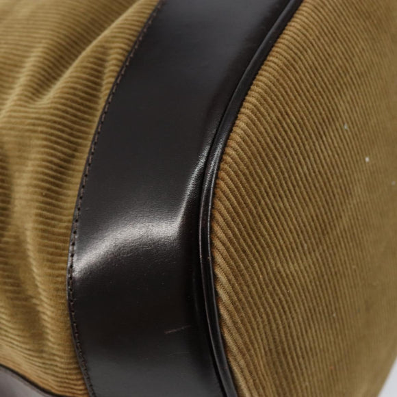 FENDI Hand Bag Velor Beige Silver Auth bs31008