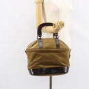 FENDI Hand Bag Velor Beige Silver Auth bs31008-22