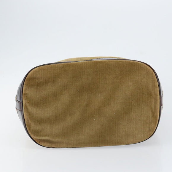 FENDI Hand Bag Velor Beige Silver Auth bs31008