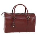 CARTIER Must Line Boston Bag Leather Bordeaux Gold Auth bs31009-1