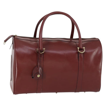 CARTIER Must Line Boston Bag Leather Bordeaux Gold Auth bs31009