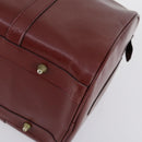 CARTIER Must Line Boston Bag Leather Bordeaux Gold Auth bs31009-10
