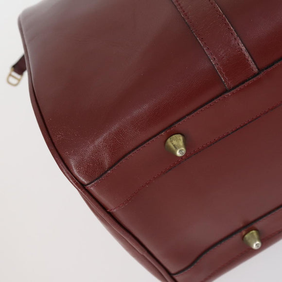 CARTIER Must Line Boston Bag Leather Bordeaux Gold Auth bs31009