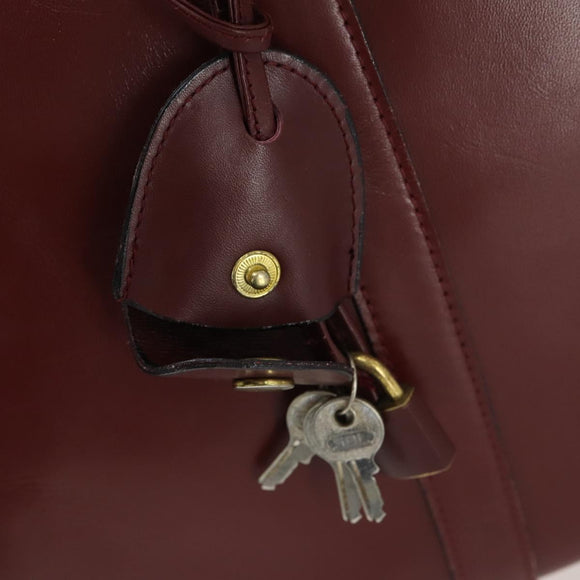 CARTIER Must Line Boston Bag Leather Bordeaux Gold Auth bs31009