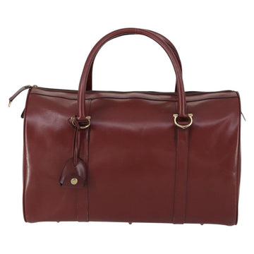 CARTIER Must Line Boston Bag Leather Bordeaux Gold Auth bs31009 - 0