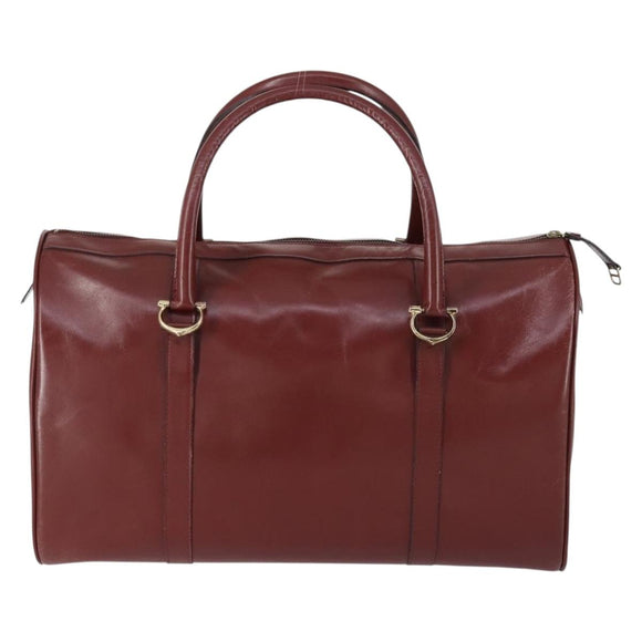 CARTIER Must Line Boston Bag Leather Bordeaux Gold Auth bs31009