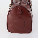 CARTIER Must Line Boston Bag Leather Bordeaux Gold Auth bs31009-4