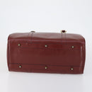 CARTIER Must Line Boston Bag Leather Bordeaux Gold Auth bs31009-9