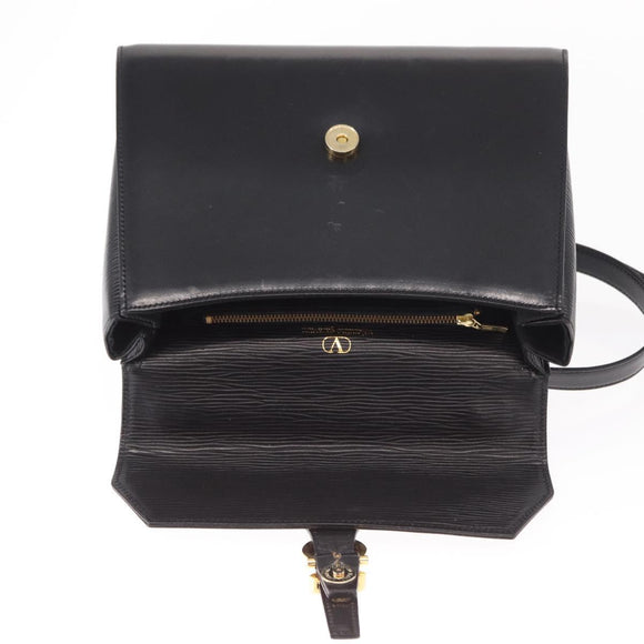 VALENTINO Hand Bag Leather 2way Black Gold Auth bs31010