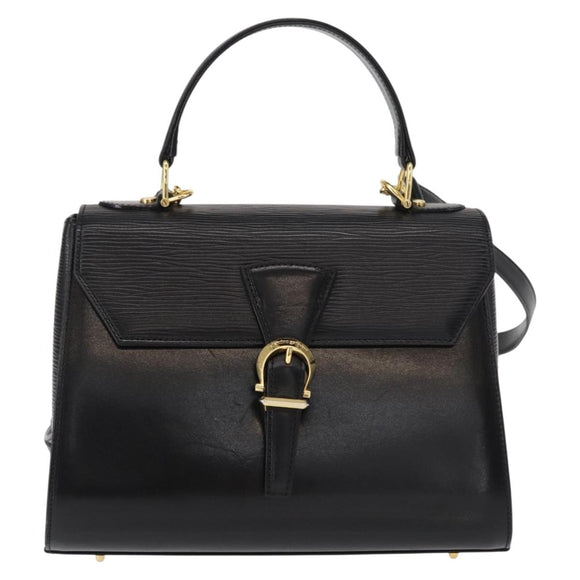VALENTINO Hand Bag Leather 2way Black Gold Auth bs31010