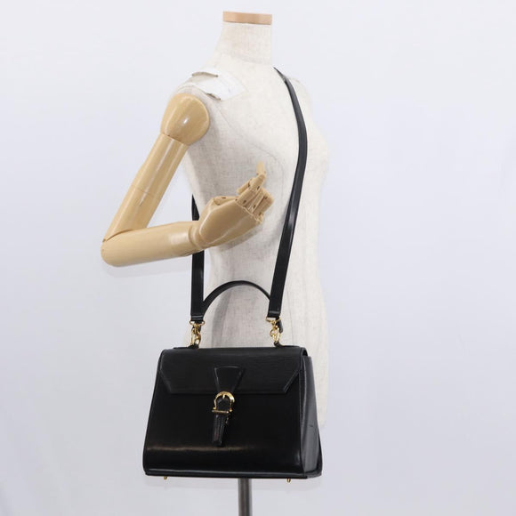 VALENTINO Hand Bag Leather 2way Black Gold Auth bs31010