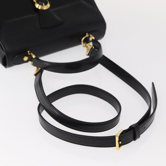 VALENTINO Hand Bag Leather 2way Black Gold Auth bs31010