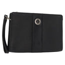 VALENTINO Clutch Bag Leather Black Silver Auth bs31011-1