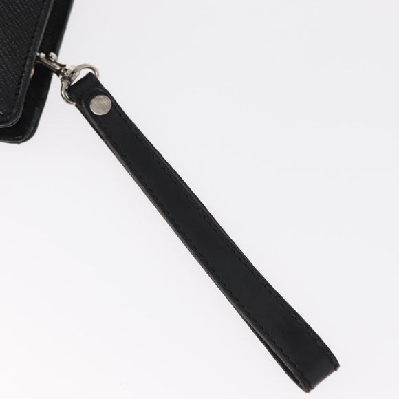 VALENTINO Clutch Bag Leather Black Silver Auth bs31011