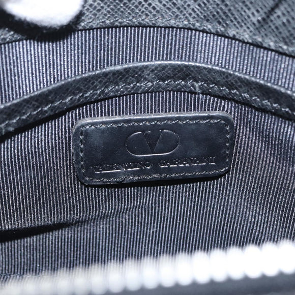 VALENTINO Clutch Bag Leather Black Silver Auth bs31011