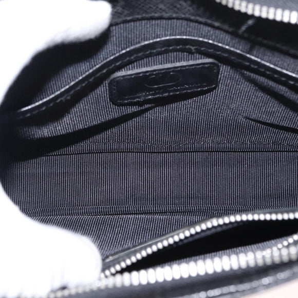 VALENTINO Clutch Bag Leather Black Silver Auth bs31011