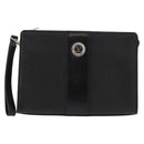 VALENTINO Clutch Bag Leather Black Silver Auth bs31011-13