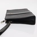 VALENTINO Clutch Bag Leather Black Silver Auth bs31011-4