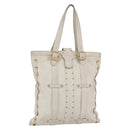 VALENTINO Tote Bag Leather White Gold Auth bs31012-1